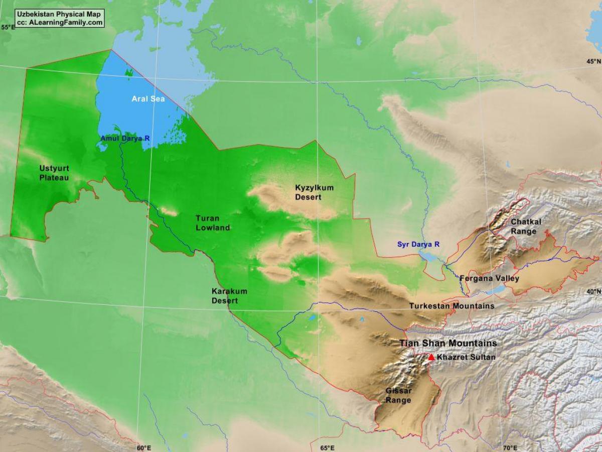 کا نقشہ ازبکستان جسمانی