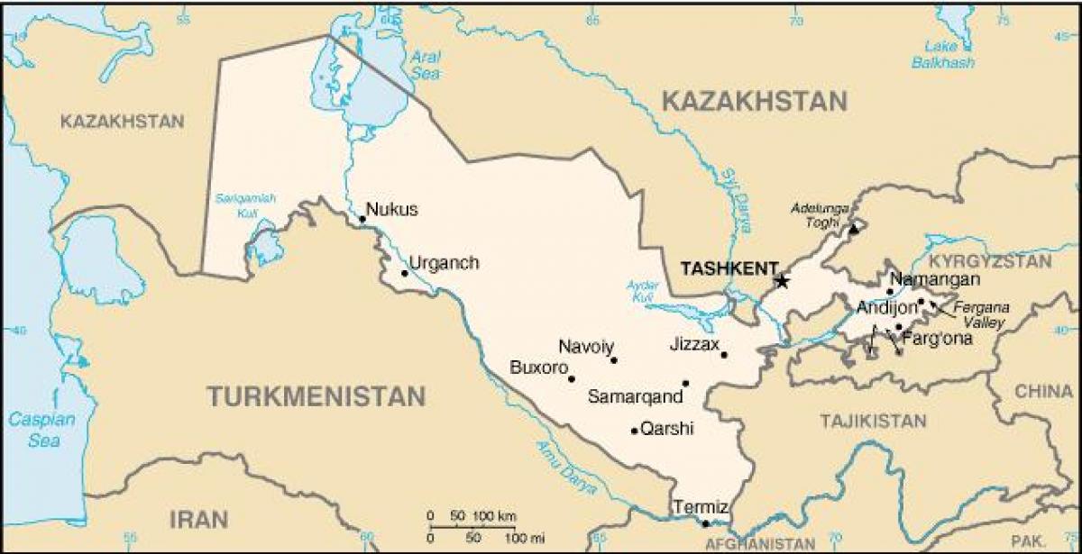 کا نقشہ ازبکستان شہروں