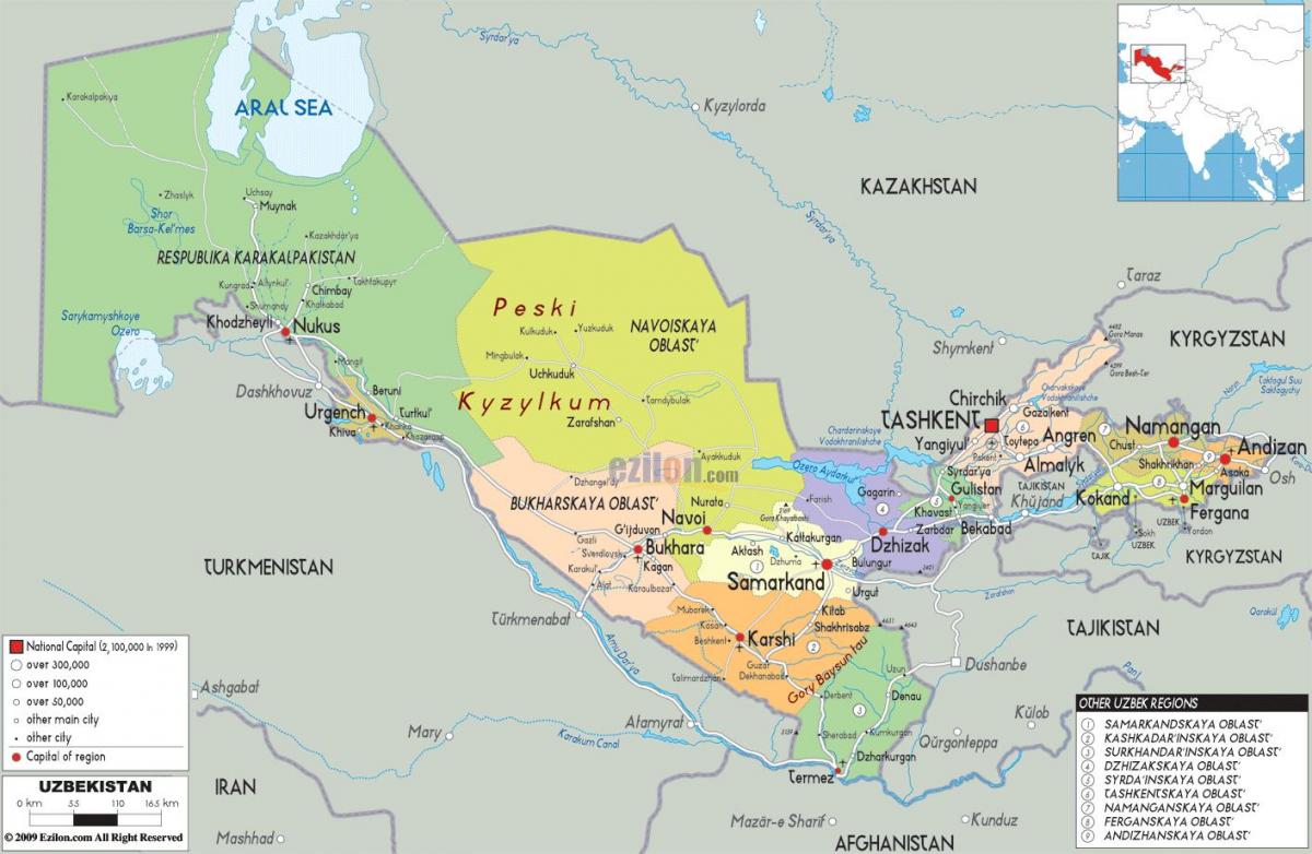 کے نقشے ازبکستان
